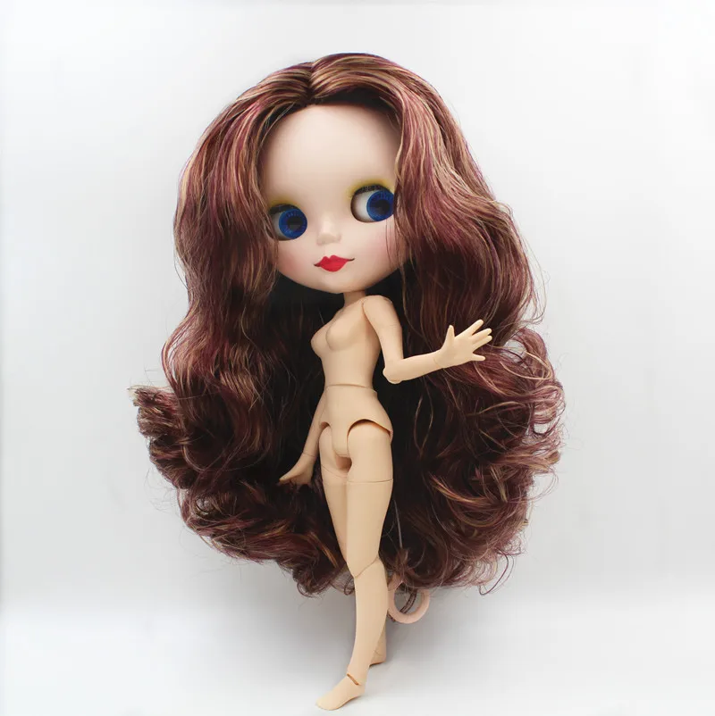 

Blygirl,Blyth,Brown and yellow color curly hair, 19 joint body, frosted face shell, 1/6 doll, can change body, DIY doll.