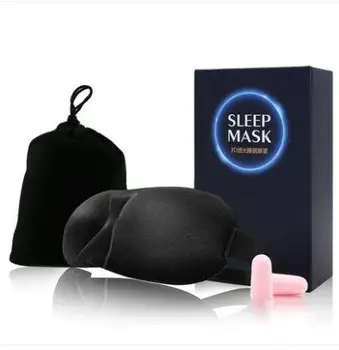 

3D stereo goggles mask with earplugs heatshrinked set sleeping eyeshade 3d blindages eyemask anti noise ear plug free shipping