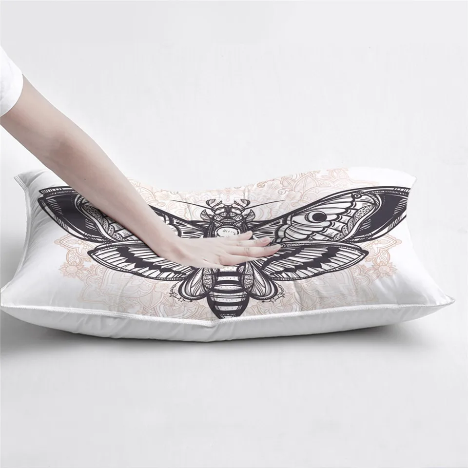 Постельное белье Outlet Death Moth Body Pillow богемное постельное белье бабочка Готический Череп вниз Альтернативная подушка черный белый домашний декор 1 шт