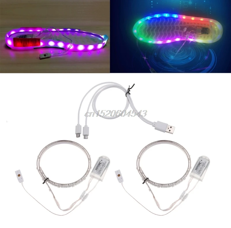 Светодиодная лента 1 пара 65CMX2 RGB SMD3528 водонепроницаемая гибкая светодиодная
