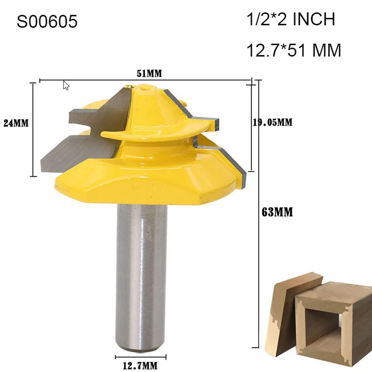 1/" 1/4" 8 мм хвостовик 45 градусов шипованные фрезы для дерева шарнирное долото деревообрабатывающий фрезерный станок с прямым углом ЧПУ Инструмент Бит - Длина режущей кромки: S00605