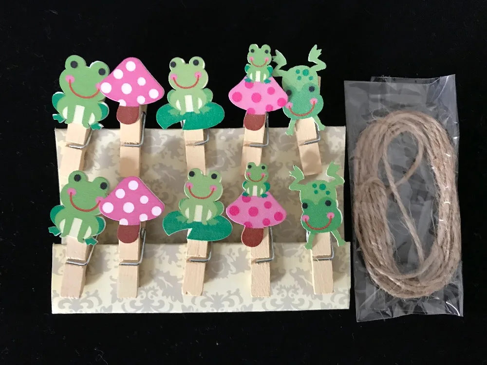 30pcs Green Frog Clothespins,Baby Shower Decorative Wood Clips,Pins