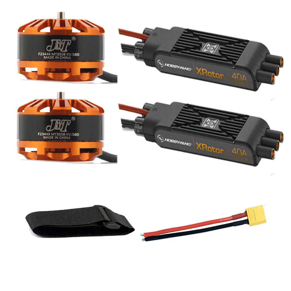 

Multi-rotor DIY Helicopter Motor Combo 2pcs 3508 580kv Motor 2pcs Hobbywing XRotor Pro 40A ESC XT60 Connector Fastening Tape