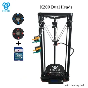 

He3D high quality Dual Extruder with heat bed reprap K200 3d printer delta 3d printer DIY kit -support muti material