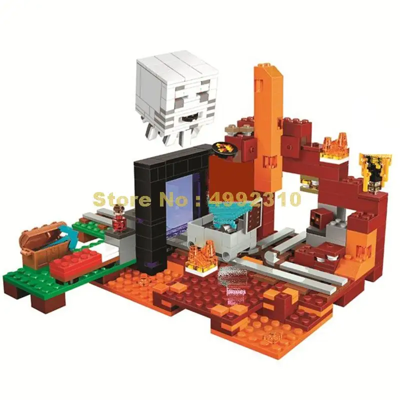

839 476pcs my world the nether hell portal building blocks 3 figures 21143 Bricks Toy