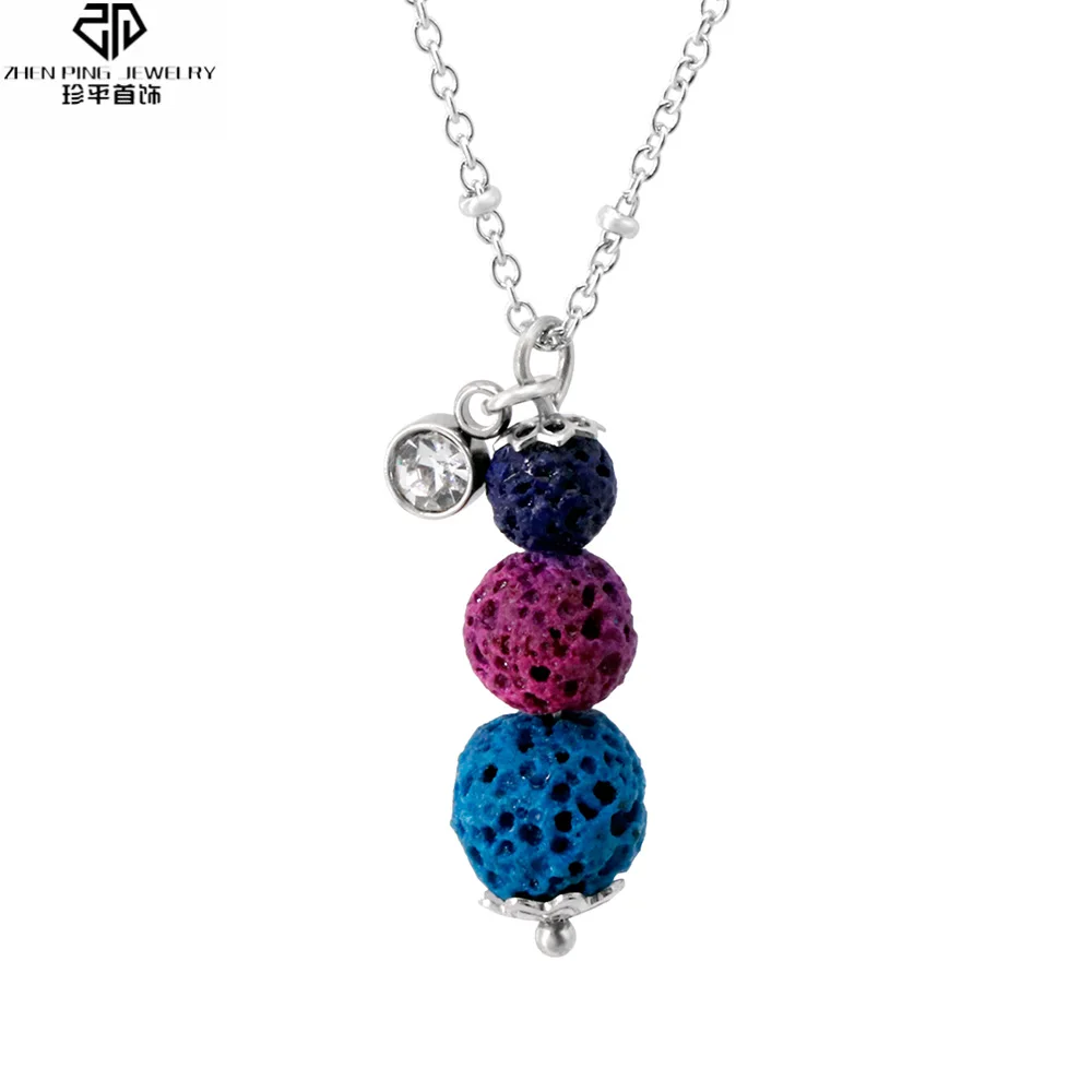 

Natural Volcanic Stones Pendants Colored Essential Oil Diffuser Rock Jewelry Crystal Charm Lava Beads Pendant Necklace