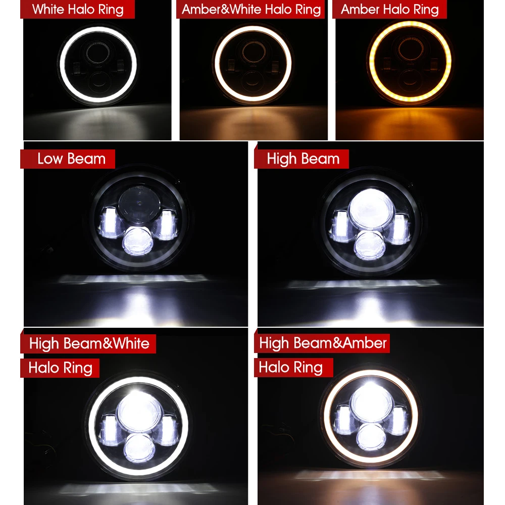 Oslamp 7 дюймовые фары Желтый Белый Halo угол глаза светодиодный фары для авто светодиодный фары 12v для Jeep Wrangler JK по низкой цене для Land Rover