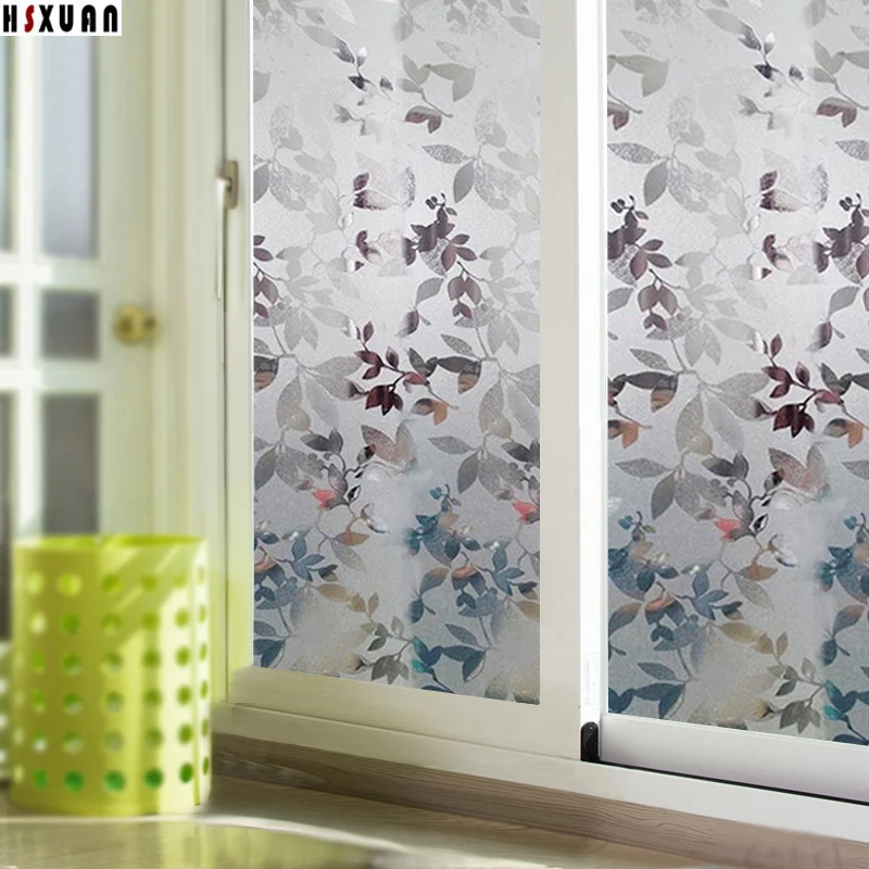 No glue electrostatic window film 45x100cm leaf decoration self