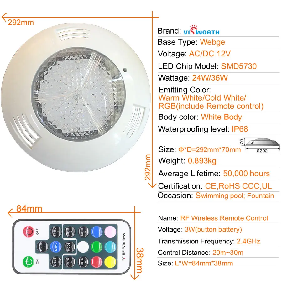 24 Вт 36 Вт подводный светильник s AC/DC 12 В светодиодный светильник для бассейна IP68 Водонепроницаемый светодиодный светильник для фонтана ing RGB белый открытый светильник