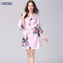 Осеннее женское пикантный Шелковый Атласный ночной платье с длинным рукавом ночная рубашка с v-образным вырезом ночная рубашка слипы для женщин Ночная одежда из модала