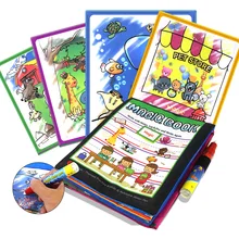 4 стиля мультфильм животное вода рисунок Ткань Книга и 2 волшебные ручки с красками доска каракули Ранние развивающие игрушки книга с зарисовками для детей