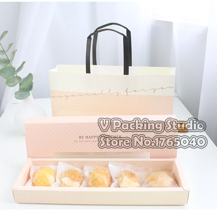 Biscuit Packing Box,Cake Storage Biscuit Paper Box with Clear PVC window,Chocolates Macaroon Cake Decoration Baking boxes 50pcs