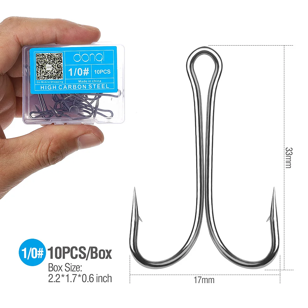 DONQL 10pcs/ Set Double Fishing Hooks High Carbon Steel Barbed Carp Fishhook For Soft Worm Lure Fly Fishing Hook Accessories DONQL 10pcs/ Set Double Fishing Hooks High Carbon Steel Barbed Carp Fishhook For Soft Worm Lure Fly Fishing Hook Accessories