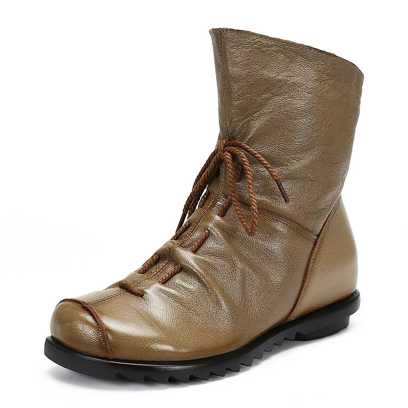 

Christmas Winter Shoes Woman Genuine Leather Boots Women Warm Plush Snow Boots Antiskid Ankle Boots Plus Size zapatos de mujer