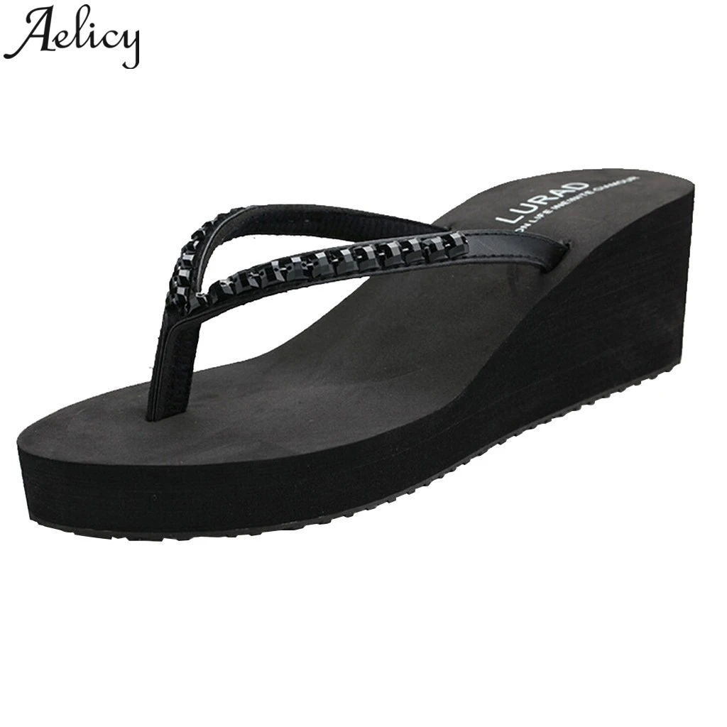 

JAYCOSIN 2019 New Flip Flops Female Summer Fashion Wear Woman Slippers Thick Bottom With Platform Wedges Non-slip Beach Shoes