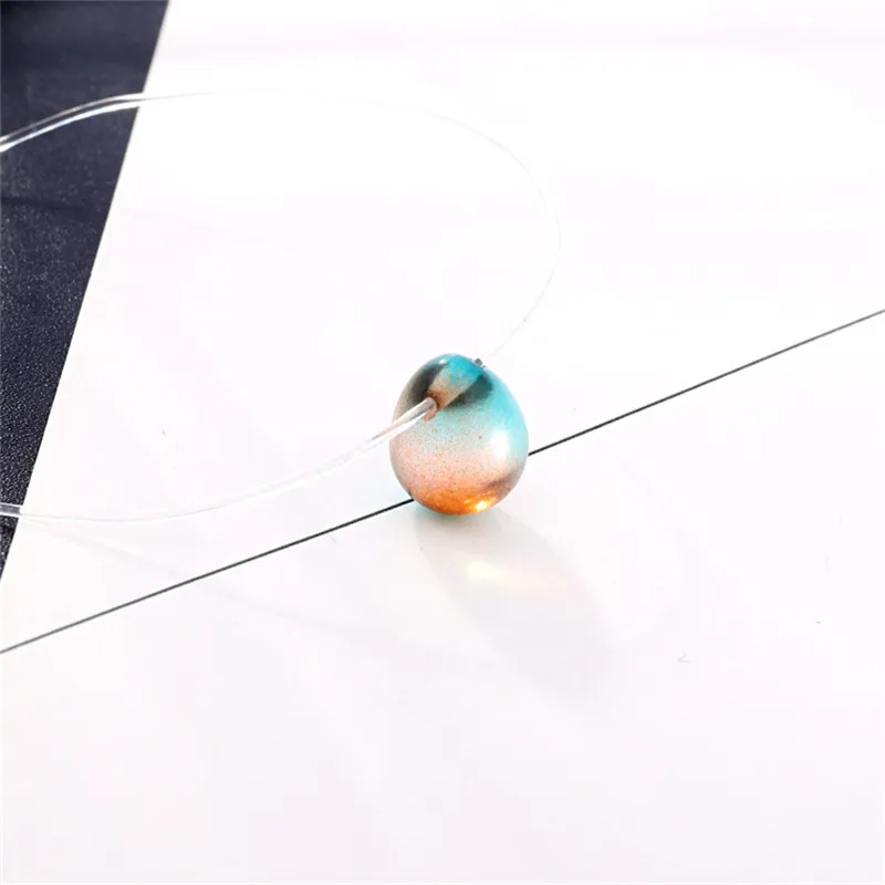 

Colorful Water Drop Crystal Invisible Transparent Fishing Line Necklace Women Pendant Choker Necklace For Female Collar Chain