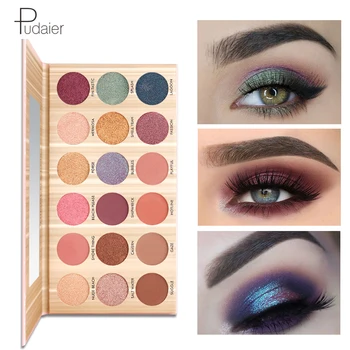 

Pudaier New 18 Color Eyes Makeup Palette Shimmer Powder Eyeshadow Pigments Natural Waterproof Matte Glitter Nude Eye Shadow Kits