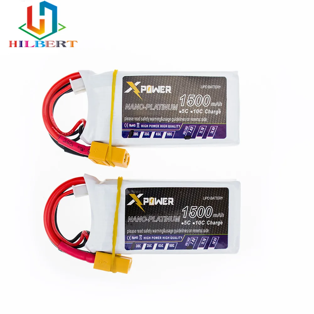 Литий-Полимерный Аккумулятор 7 4 В 1500 мАч 2s 2 шт. 30C max 35C Xpower батареи XT60 / T штекер для