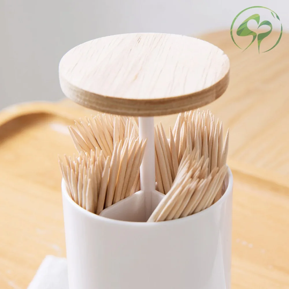 

Wooden Cover Toothpick and Cotton Swabs Cartridges Boxes Collection Boxes Home Storage Box Round