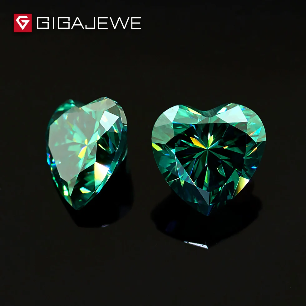 GIGAJEWE Moissanite огранка сердца зеленый 1ct 6 5 мм VVS1 Лаборатория алмаз свободный камень