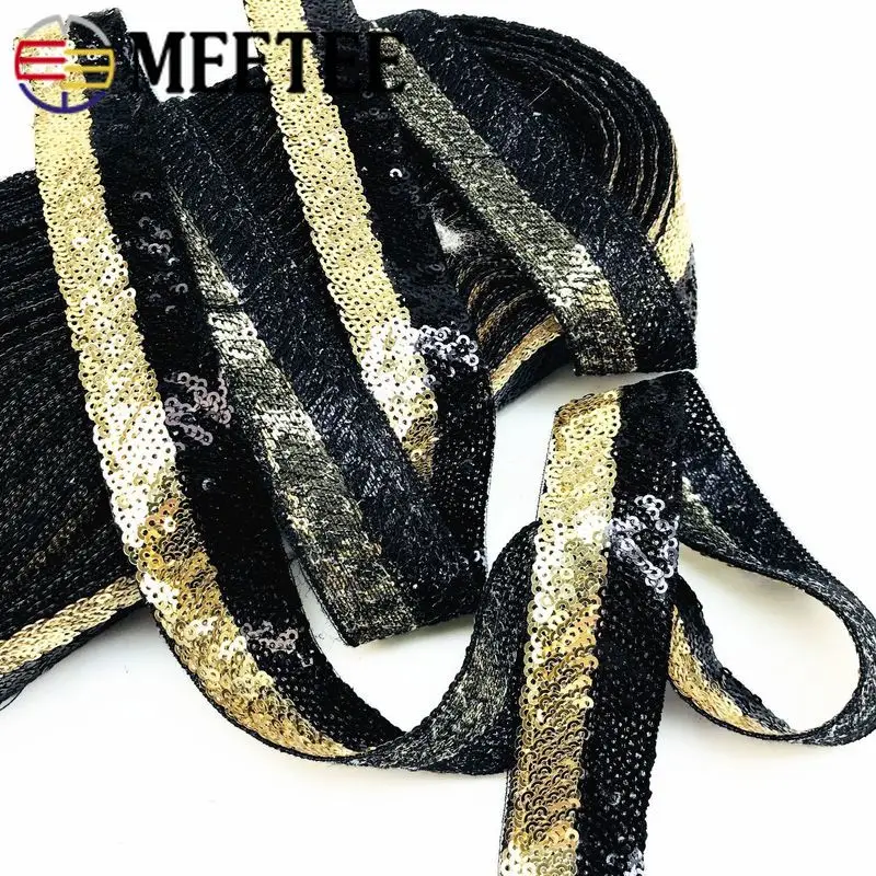 

Meetee 4meteres 2.8cm Sequins Lace Trim Ribbon Webbing DIY Clothing Home Textile Sewing Material Hollow Mesh Decor Lace RC003