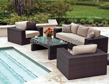 

New Product Outdoor Garden Wicker Pool Furniture Poland 4 Pieces Sofa Set