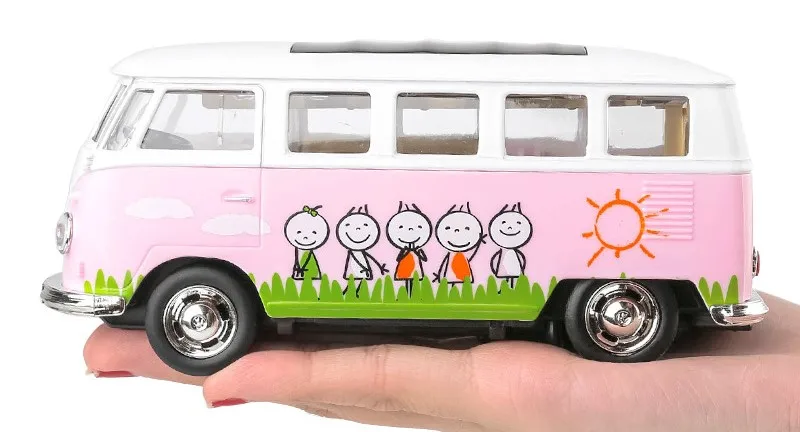 Высокая симуляция T1 Розовый автобус модель, 1:30 сплав откатные модели автомобилей, Акустооптический автобус, Diecasts& игрушечные транспортные средства игрушки