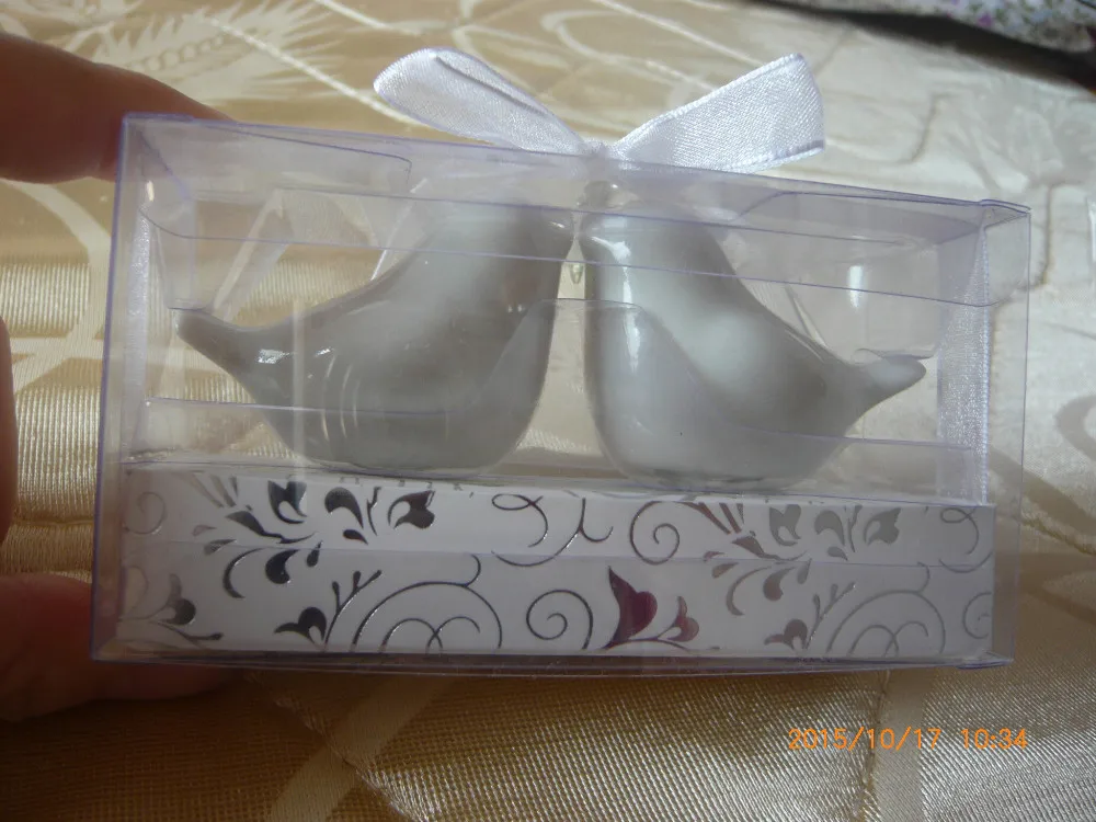 

wedding party favor present giveaways for guest-True Love Conquers All Ceramic Birds Salt and Pepper Shakers 50boxes=100pcs/lot
