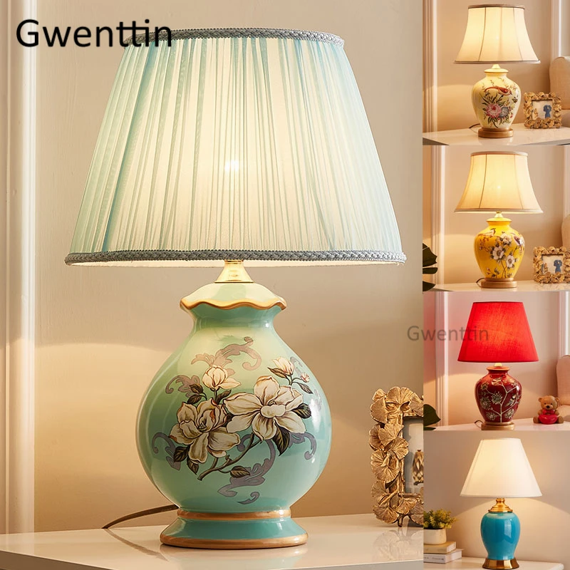 Modern Ceramic Table Lamps Nordic Fabric Led Stand Desk Light Fixtures for Bedroom Bedside Lamp Home Loft Decor Luminaire E27 Modern Ceramic Table Lamps Nordic Fabric Led Stand Desk Light Fixtures for Bedroom Bedside Lamp Home Loft Decor Luminaire E27