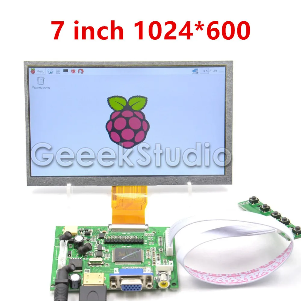 Raspberry Pi 7 inch LCD Display 1024 600 TFT Monitor Screen with Drive Board HDMI VGA