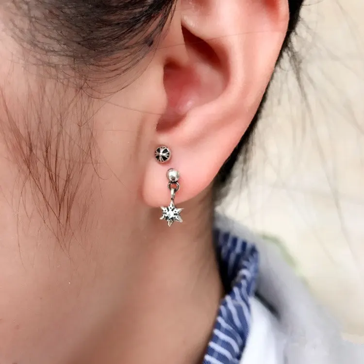 Vintage Silver 925 Star David Mini Pendant Drop Earring Men Women Vintage Silver 925 Star David Mini Pendant Drop Earring Men Women Pink Black Clear Stone 100 Real Sterling Jewelry In Earrings From
