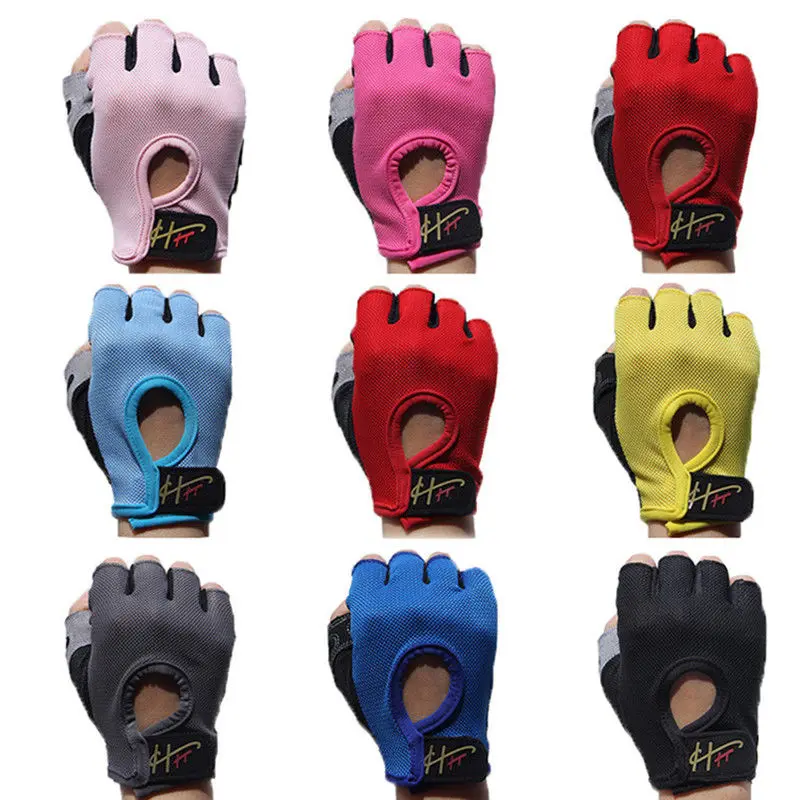 Outdoor Sports Padded Half Finger Gloves Men & Women Ladies Fitness Workout Training Running Kids Boys Girls Exercise Mittens
