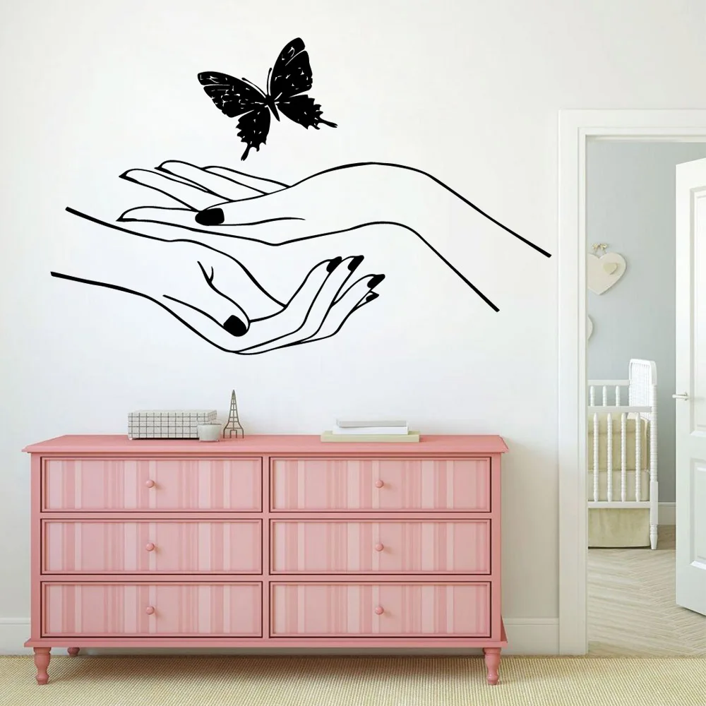 Горячие ногтей салон виниловые наклейки бабочки гостиная Съемная Фреска для детской комнаты домашний декор художественный Декор обои