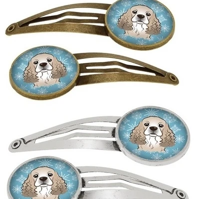 Carolines Treasures BB1650HCS4 Snowflake Cocker Spaniel Barrettes Hair Clips Set of 4