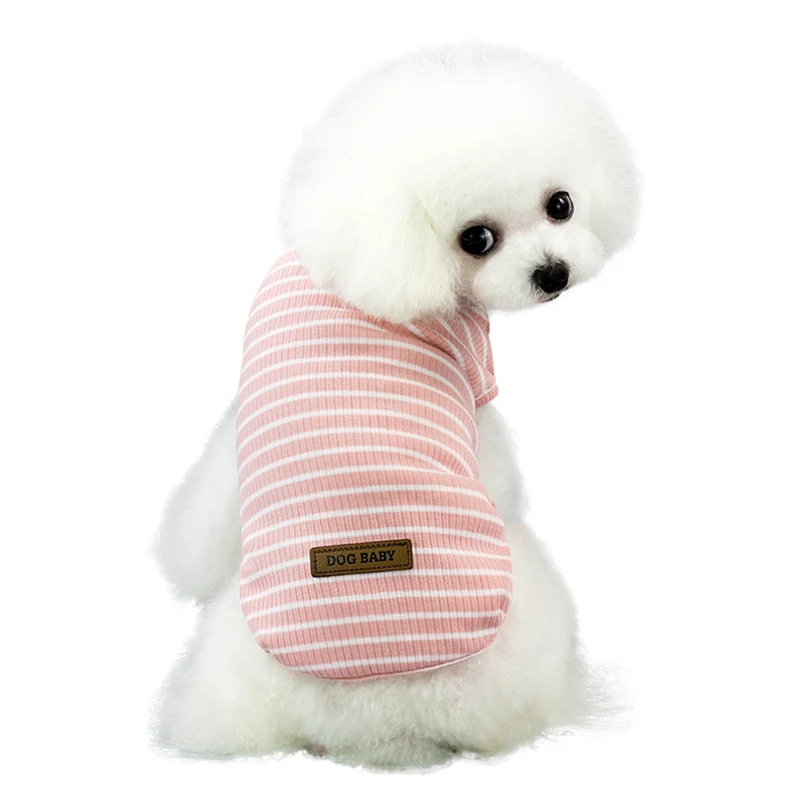 Pet Весна Лето Классический полосатый жилет хлопок, забавная Одежда для собак Футболка для Тедди маленький полосатый жилет