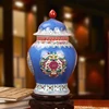 Antique Royal Ceramic Cloisonne Enamel General Tank Vase Fortune Climbing Flowers Hat-covered Ginger Jars Ornament Creative Gift 4