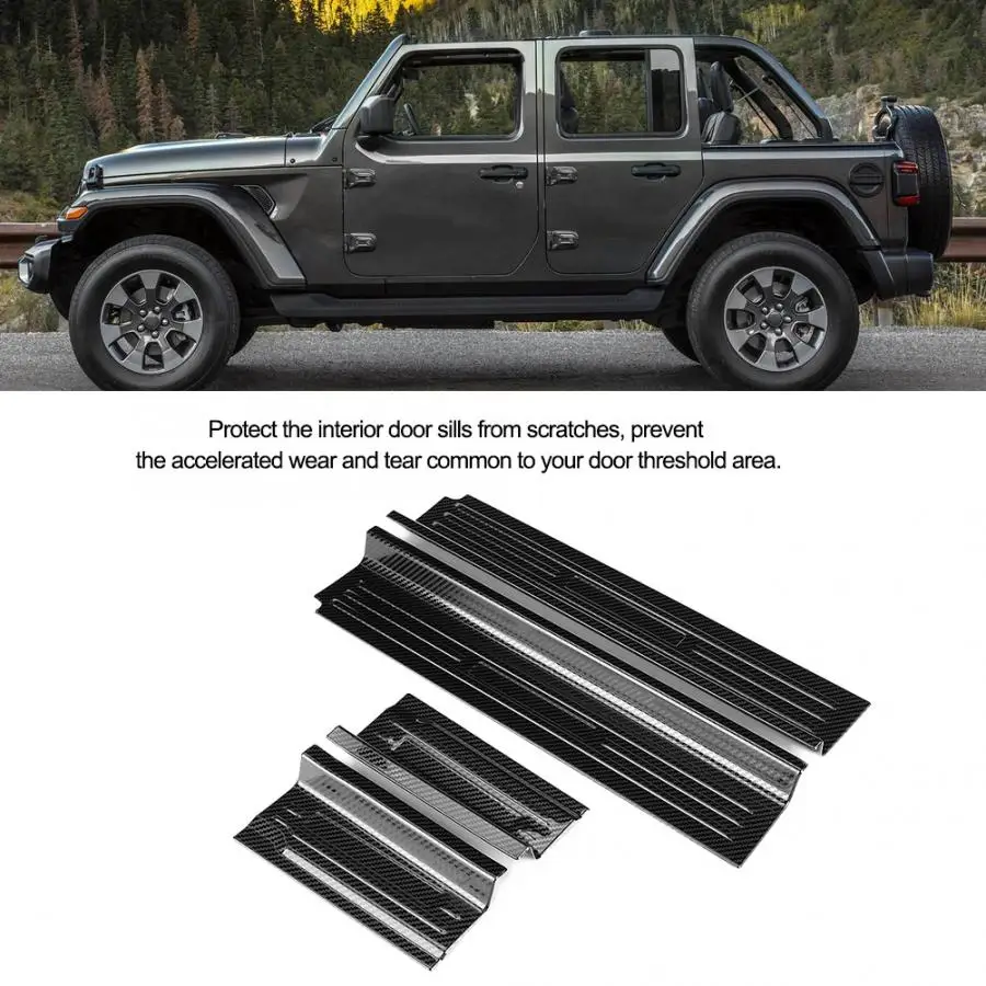 

Carbon Fiber Door Sill Scuff Plate Pedal Protector Outside Fits for Jeep Wrangler JL/JLU 18-19 Car-styling