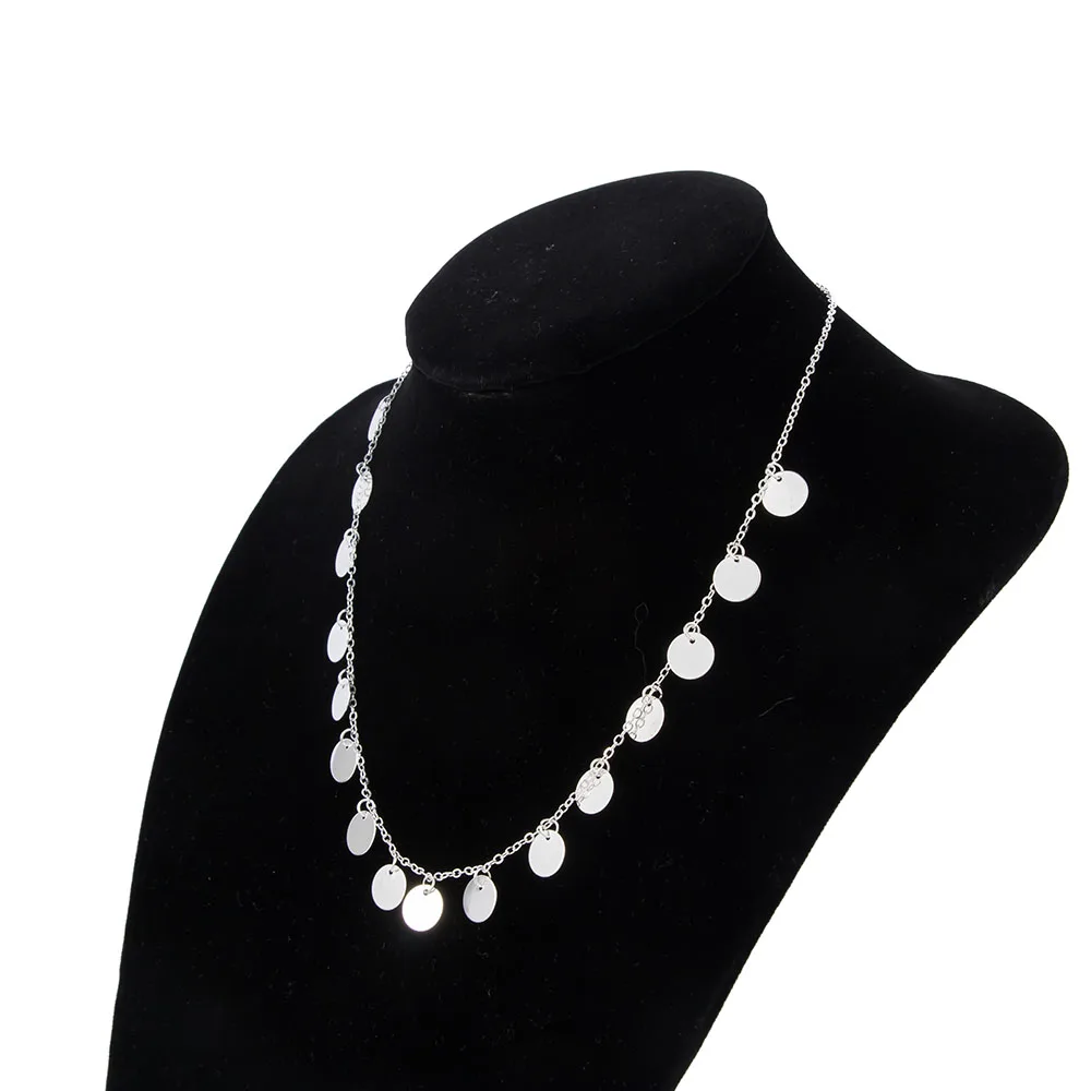 

Fashion Chain Mini Disc Coin Necklaces Pendants Jewelry Charm Women Silver Color Women Party Necklaces Gifts