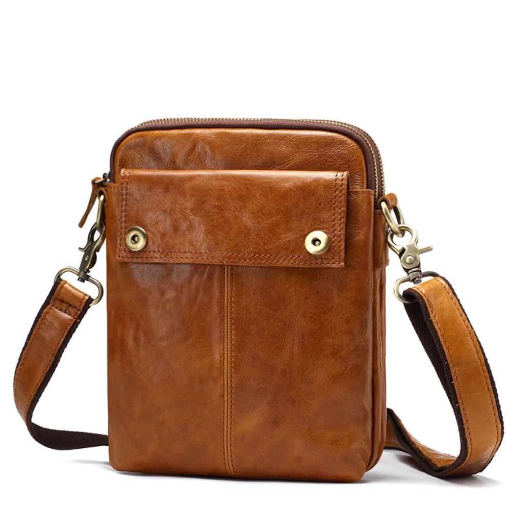 

Vintage Men Genuine Leather Shoulder Bags Casual Large Capacity Cowhide Waterproof Messenger Bags Fashion Multi-function Satchel