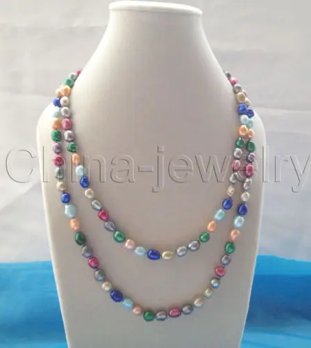 

fast Pretty 44" 9-12mm multicolor baroque freshwater pearl necklace AAA