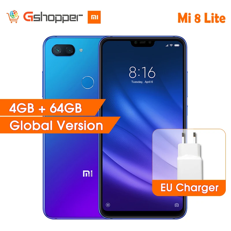 Глобальная версия Xiaomi Mi 8 Lite 4 Гб ОЗУ 64 ПЗУ мобильный телефон Snapdragon 660