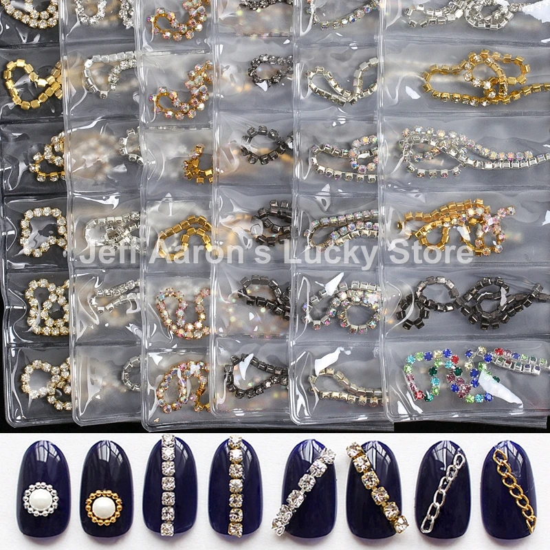 

1 pack mixed style gold silver metal 3d nail art decorations rhinestones claw chain alloy manicure nails accessories new arrive