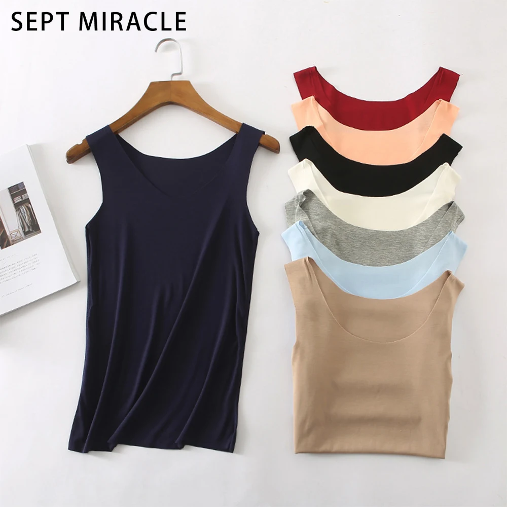 Sept чудо бренд 7 одноцветное Цвета Для женщин бесшовные Slim Fit Хлопок модный жилет