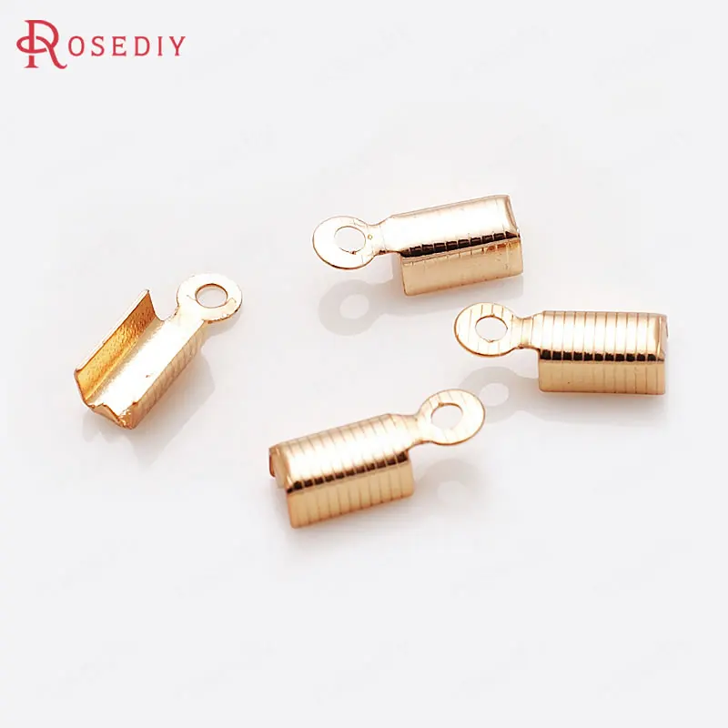 

(31903)10PCS 11*3.5MM 24K Champagne Gold Color Brass Rope Ends Fastener Clasps Crimp Clasps High Quality Diy Jewelry Accessories