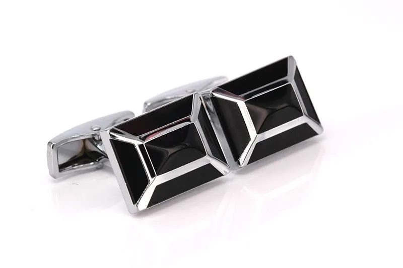 C-MAN Luxury French Cufflinks for mens Jewelry Hot Sale Square Brand Black pyramid Fashion Cuff Links Wedding Cufflinks