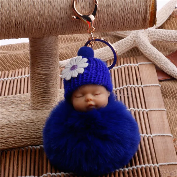 Дропшиппинг Спящая кукла мяч брелок автомобильный брелок держатель сумка подвеска брелок плюшевый мех милый женский ключ - Цвет: Royal Blue