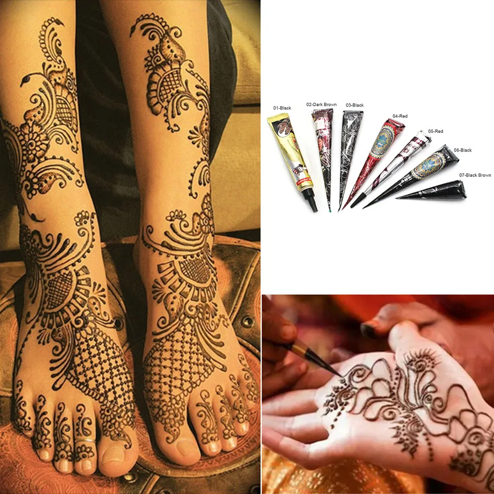 1 шт., натуральная краска для боди-арта, высокое качество, Мини, натуральная индийская татуировка, хна, паста для рисования тела, черная хна, тату