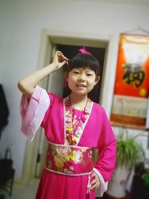 Hanfu древний китайский традиционный костюм для девочек, сценическое платье для танцев, Женский костюм феи в народном стиле, костюм Танга для детей