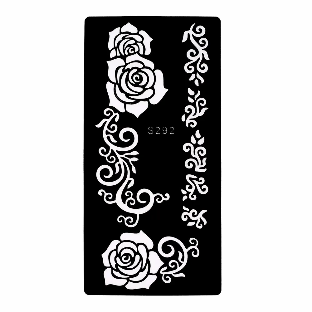 8 Pieces Rose Flower Pattern Henna Tattoo Stencil Airbrush Painting Colored Drawing Women Body Art Tool Tattoo Templates S200#09 (6)