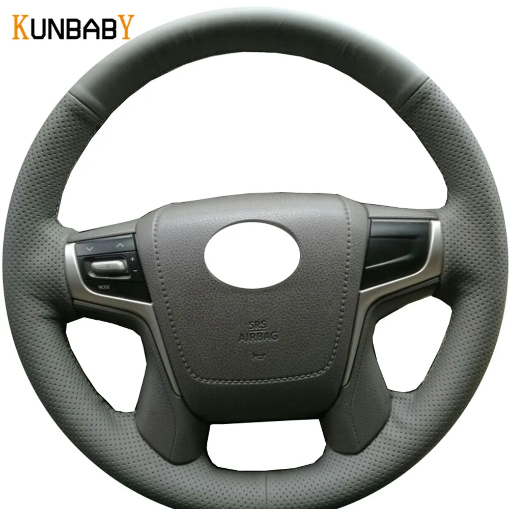 KUNBABY Car Styling Black Genuine Leather Car Steering Wheel Cover Case